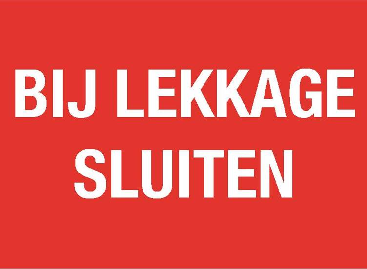 Bij lekkage sluiten sticker