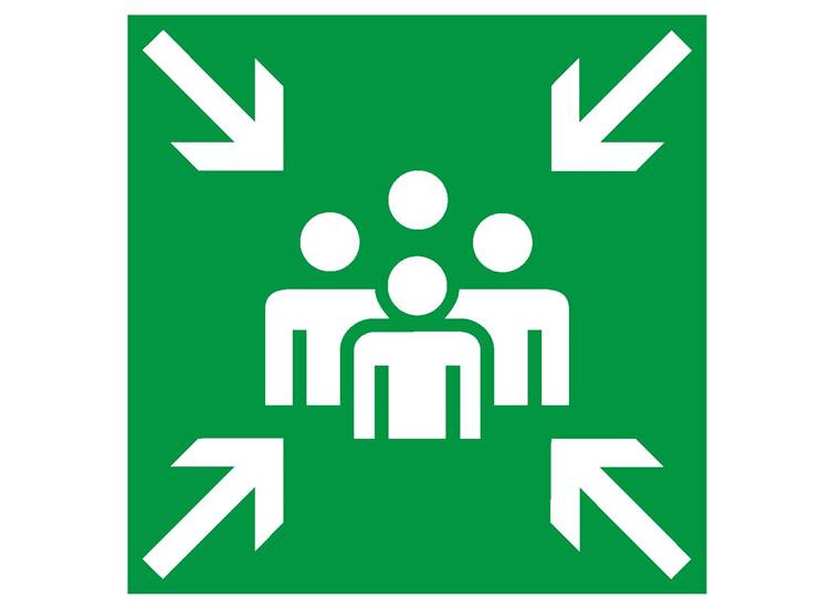 Verzamelplaats sticker met symbool