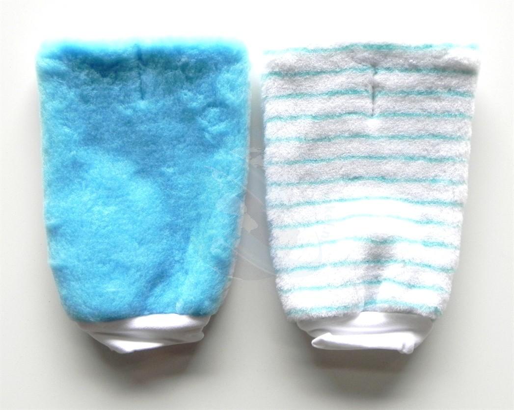 Zachte washandschoen blauw-wit