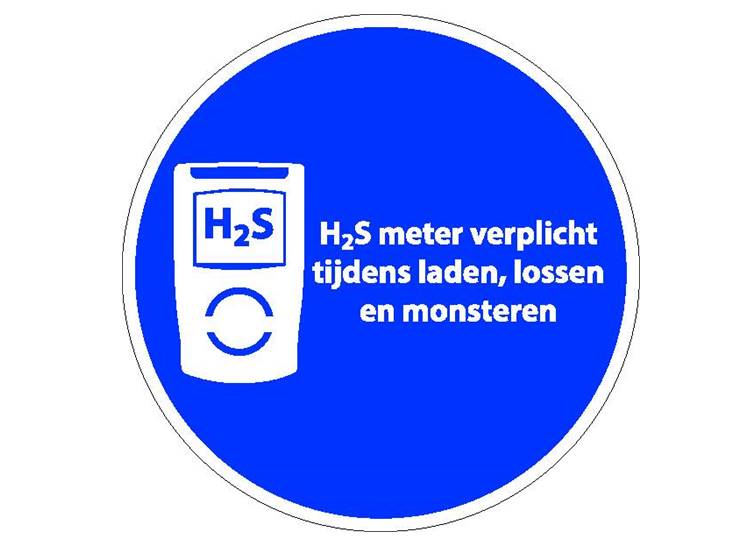 H2S-meter verplicht sticker