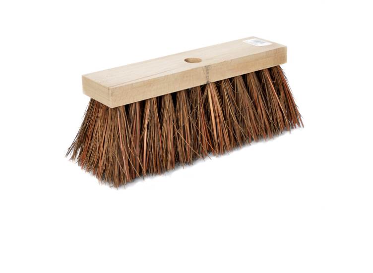 Straatbezem 28cm natuurvezel, houten blok