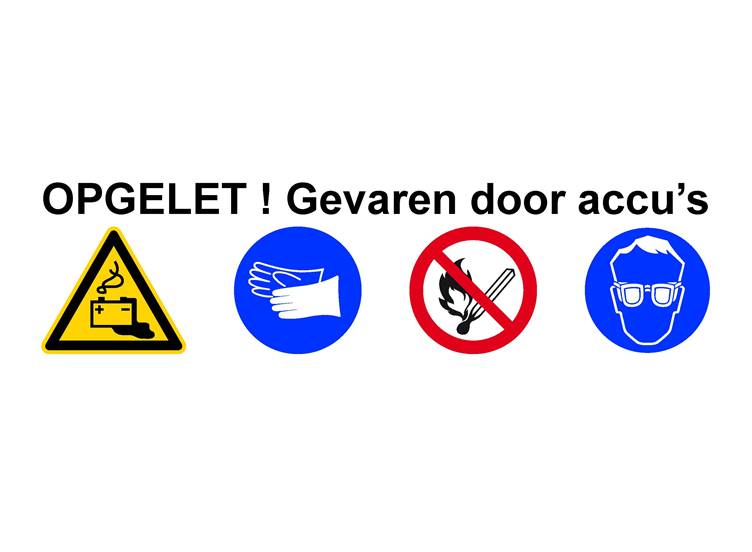 Opgelet: gevaren door accu's sticker
