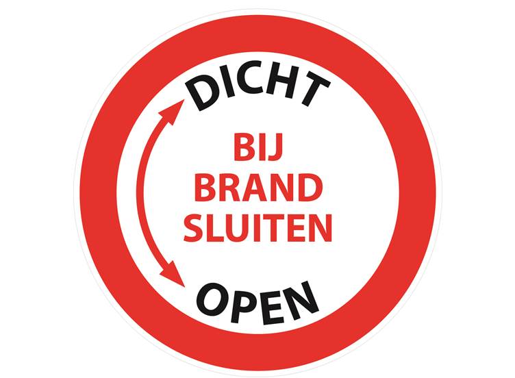 Bij brand sluiten dicht open sticker