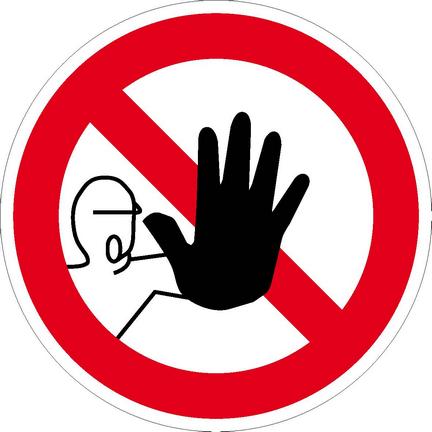 Toegang voor onbevoegden verboden sticker met handsymbool