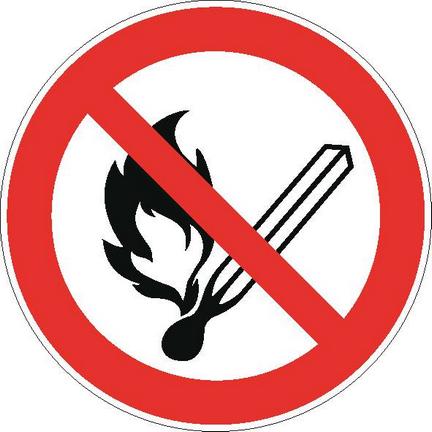 Vuur, open licht en roken verboden sticker